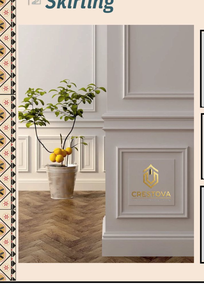 PU baseboard with herringbone floor